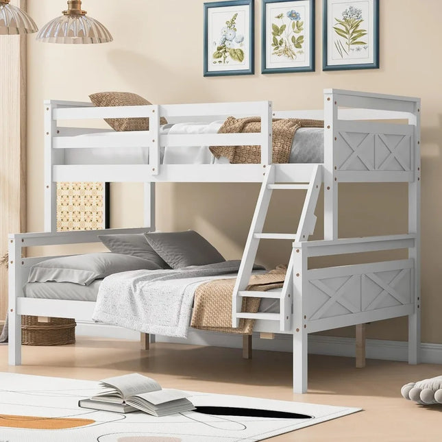 FurnitureZ l Twin Over Full Bunk Bed for Bedroom, Kids