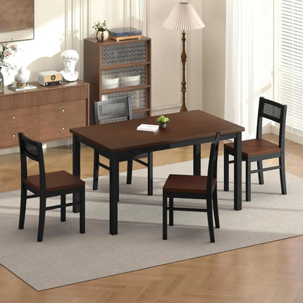 FurnitureZ l  Black Dining Table Set for 4 for Dining Room