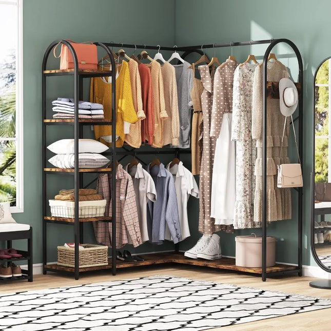 FurnitureZ l L Shape Clothes Rack for Dressing Room