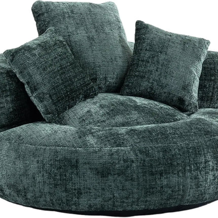 FurnitureZ l  Lazy Bean Bag Sofa Chair with High Back Floor Lounger with 3 Pillows for Bedroom