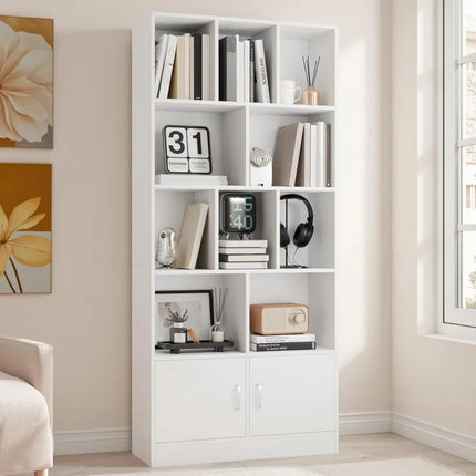 FurnitureZ l  70" Tall White Bookshelf for Living Room, Home Office