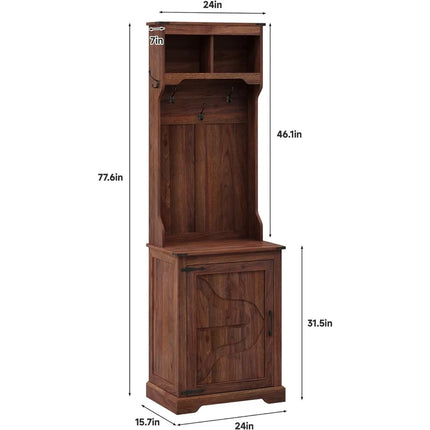 FurnitureZ l  Compact Entryway Storage Bench with Coat Rack and Shoe Organizer