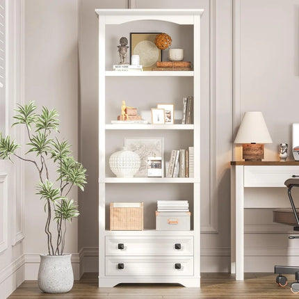 FurnitureZ l  White Bookcase for Living Room, Bedroom, Home Office