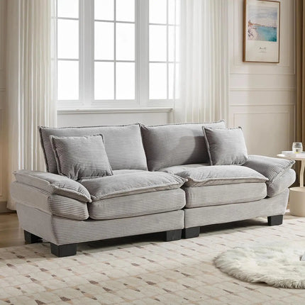 FurnitureZ l  Modern 84" Corduroy Loveseat Sofa for Living Room