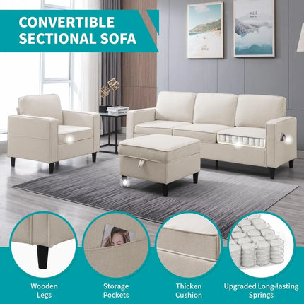 FurnitureZ l  78" 3 Pcs Sectional Couches for Living Room