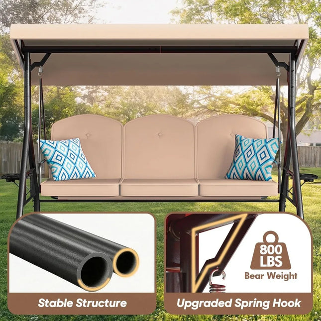 FurnitureZ l  3 Seat Outdoor Porch Patio Swing