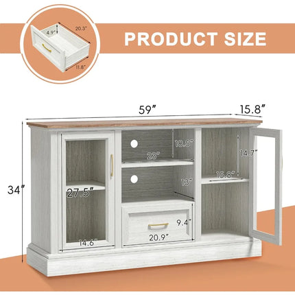 FurnitureZ l  Elegant Tall Wood Media Console TV Stand for Living Room