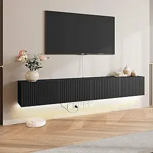 FurnitureZ l  71" Wall-Mounted Floating TV Stand for Living Room, Bedroom