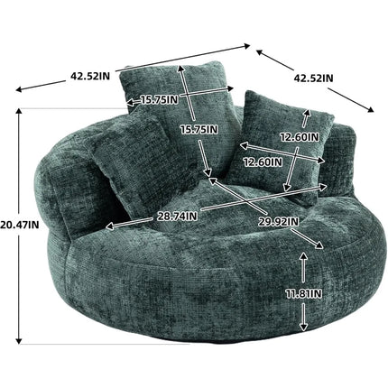 FurnitureZ l  Lazy Bean Bag Sofa Chair with High Back Floor Lounger with 3 Pillows for Bedroom