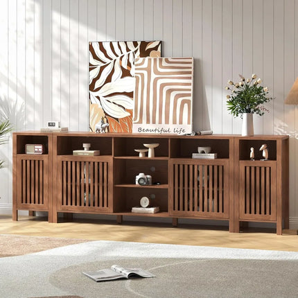 FurnitureZ l  Rustic Brown Farmhouse TV Stand for Living Room, Bedroom