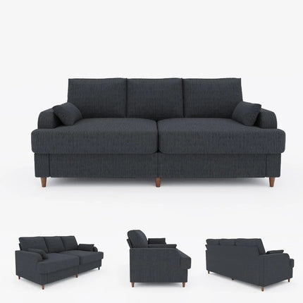 FurnitureZ l  80 Inch Brown Faux Leather Sofa Couch