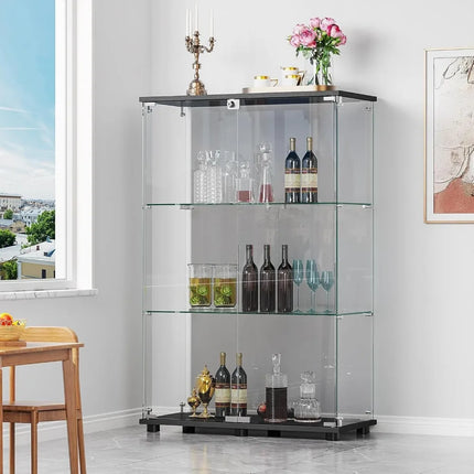 FurnitureZ l  Floor Standing Glass Display Cabinet for Living Room, Dining Room