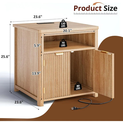 FurnitureZ l  Nightstand with Charging Station for Bedroom