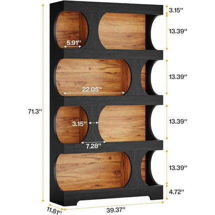 FurnitureZ l  71" Tall Black Bookcase for Living Room, Bedroom, Home Office