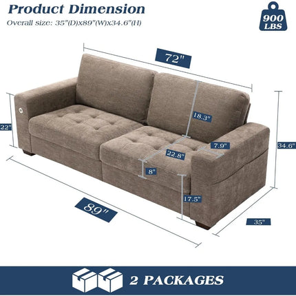 FurnitureZ l  Chenille Loveseat Couch Sofa Set for Living Room