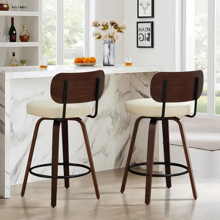FurnitureZ l  26" Faux PU Leather Counter Height Upholstered Island Barstools for Dining Room