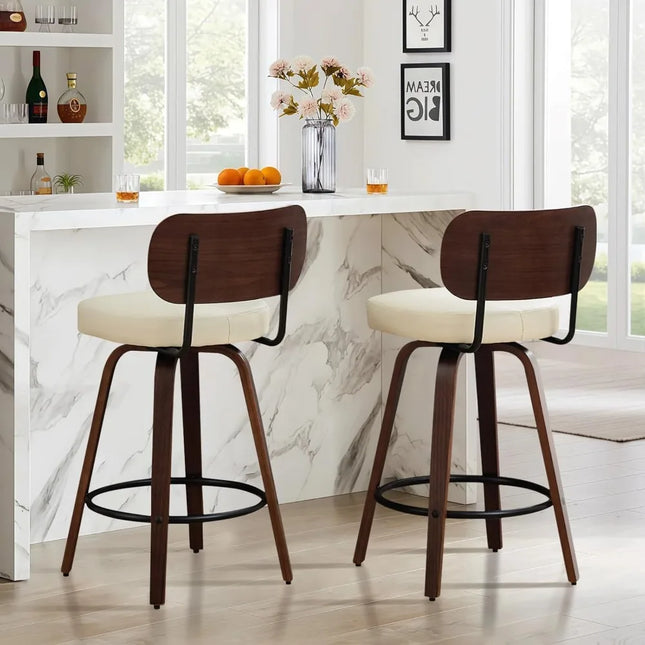 FurnitureZ l  26" Faux PU Leather Counter Height Upholstered Island Barstools for Dining Room