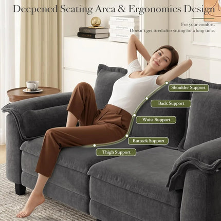 FurnitureZ l  85” Modern Comfy Sofa Couch with Extra Deep Seats for Living Room