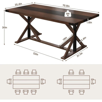 FurnitureZ l  71" Dining Table for 6 People for Dining Room