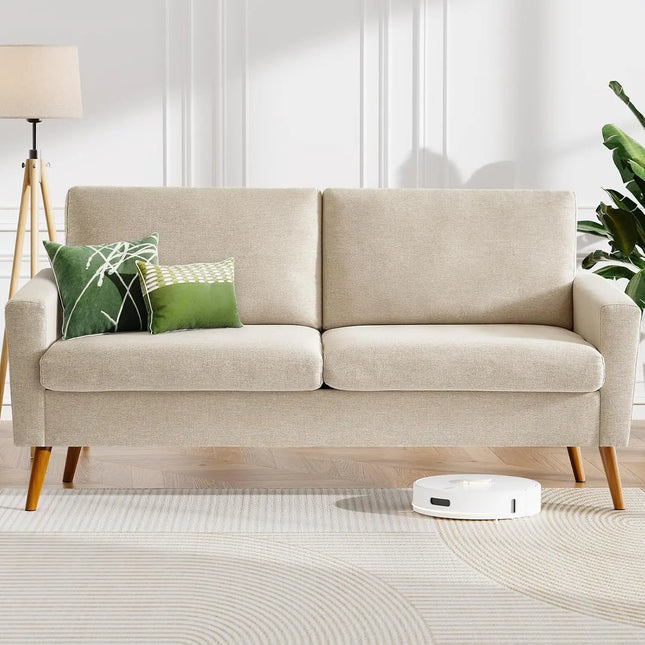 FurnitureZ l  68" Loveseat Sofa Linen Couch for Living Room