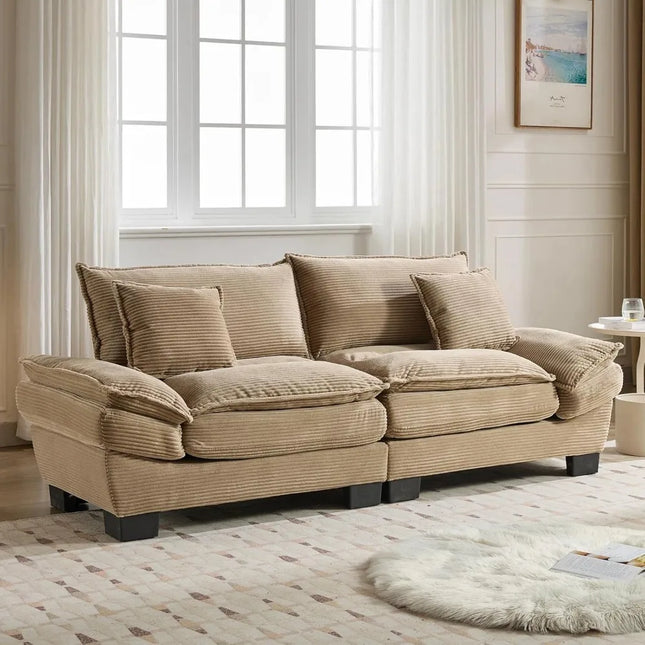 FurnitureZ l  Modern 84" Corduroy Loveseat Sofa for Living Room