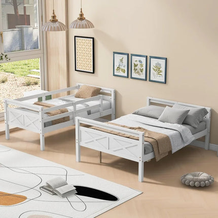 FurnitureZ l Twin Over Full Bunk Bed for Bedroom, Kids