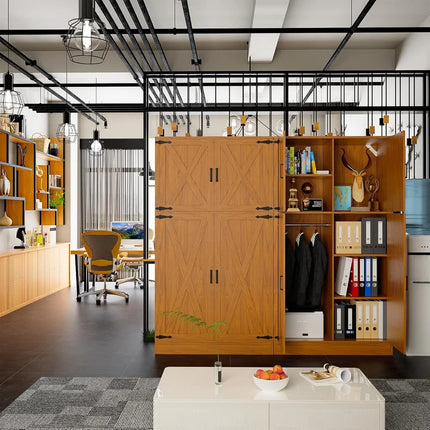 FurnitureZ l  71" Farmhouse-Style Freestanding Wardrobe Closet for Bedroom