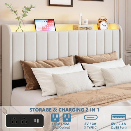 FurnitureZ l  Queen Size Upholstered Bed Frame for Bedroom