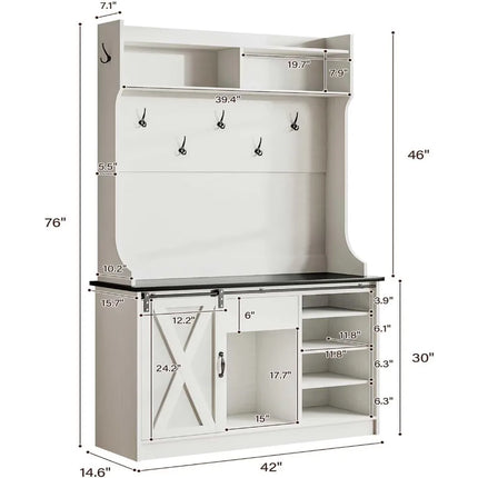 FurnitureZ l  Farmhouse-Style Hall Tree with Bench, Shoe Storage for Entryway