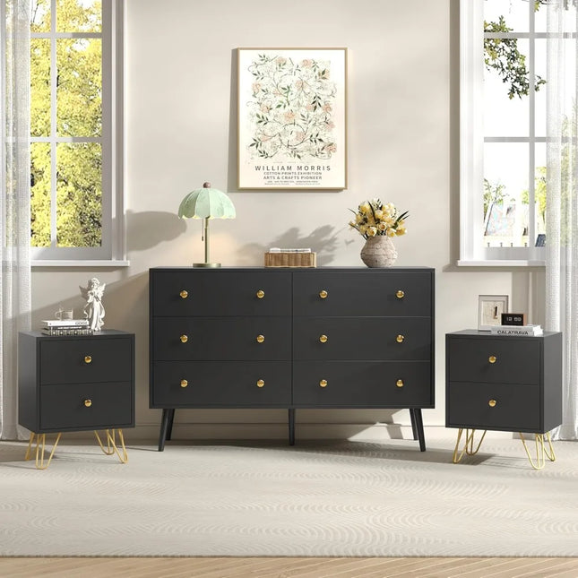 FurnitureZ l  Black Dresser and Table Sets for Bedroom, Dressing Room