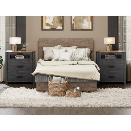 FurnitureZ l  Nightstand with Drawers for Bedroom, Living Room
