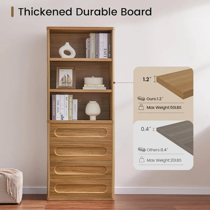 FurnitureZ l 72.1" Tall Bookshelf for Living Room, Bedroom, Home Office