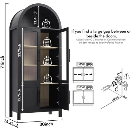 FurnitureZ l  Modern 5-Tier Farmhouse Style Cabinet for Living Room, Dining Room