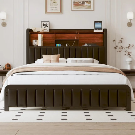 FurnitureZ l  Queen-Sized Upholstered Bed Frame for Bedroom