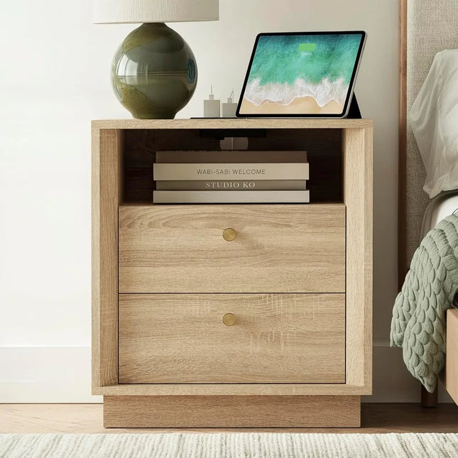 FurnitureZ l  Nightstand with Charging Station for Living Room, Bedroom