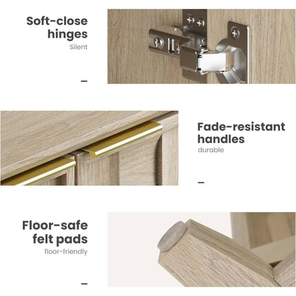 FurnitureZ l  Solid Wood Fluted Sideboard Cabinet for Living Room, Dining Room