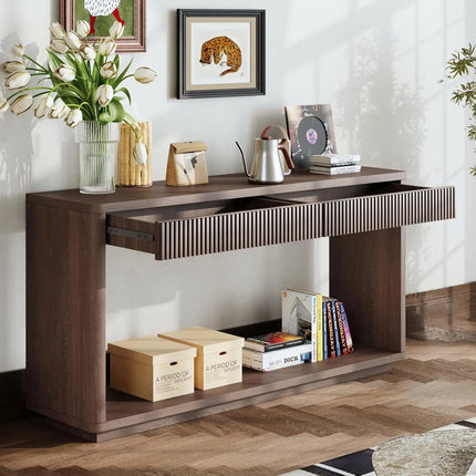 FurnitureZ l  60" Modern Fluted Console Table for Living Room