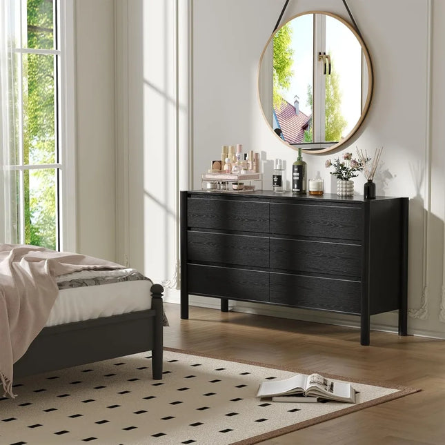 FurnitureZ l  Mid Century 6-Drawer Dresser for Bedroom, Dressing Room