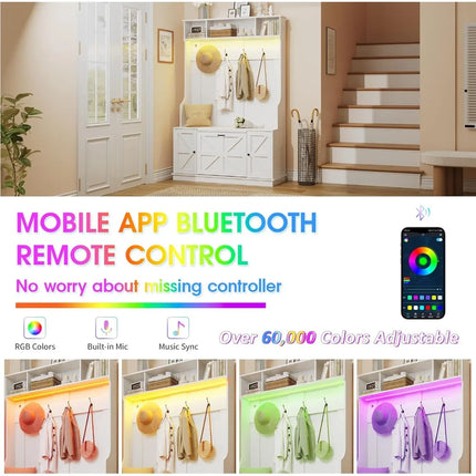 FurnitureZ l  Hall Tree with Bench, Shoe Storage, Coat Rack for Entryway