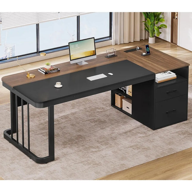 FurnitureZ l  70.9" Executive Desk for Home Office