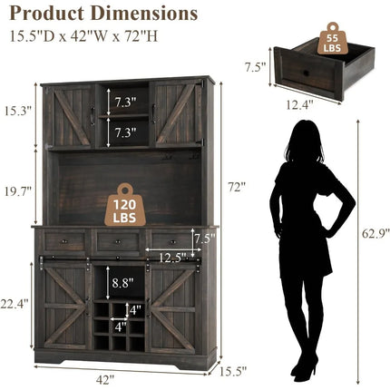 FurnitureZ l 72" Coffee Bar Cabinet for Dining Room