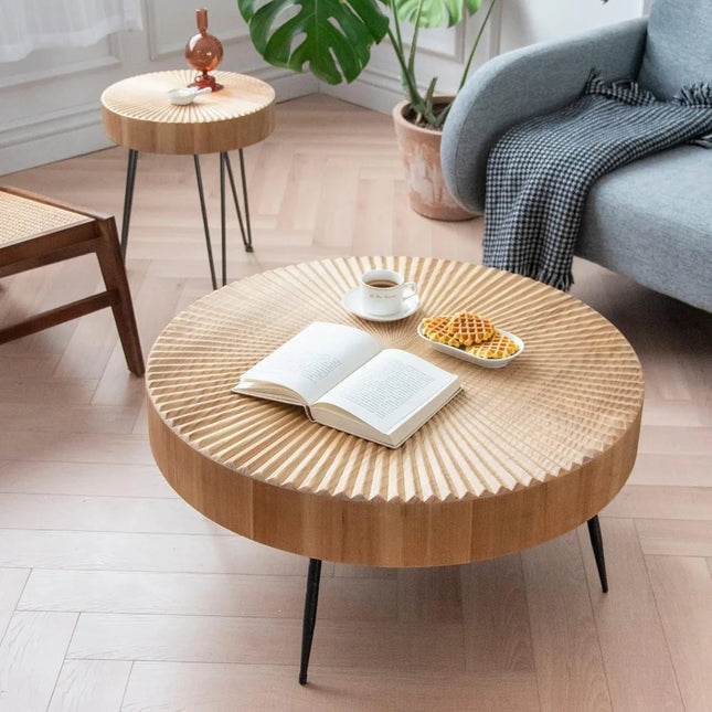 FurnitureZ l  Round Farmhouse-Style Nesting Table Sets for Living Room