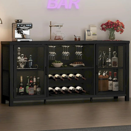 FurnitureZ l  Black Wine Bar Cabinet for Dining Room