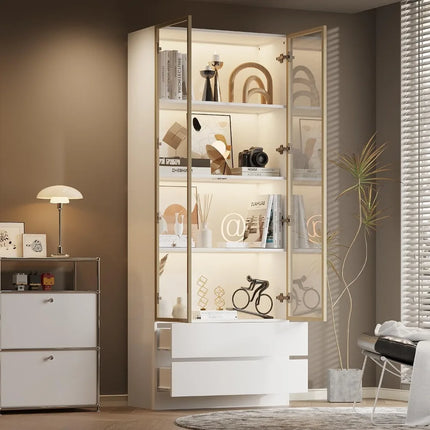 FurnitureZ l  Wooden Display Cabinet for Living Room, Dining Room