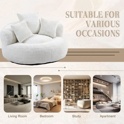 FurnitureZ l  43" W Comfort Round Bean Bag Sofa with 3 Pillows for Living Room, Bedroom