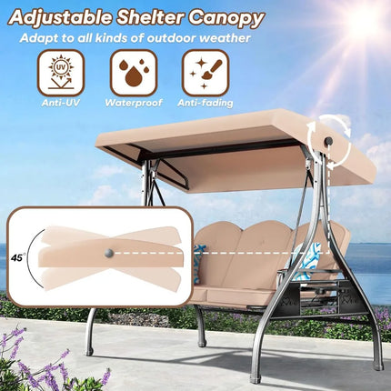 FurnitureZ l  3 Seat Outdoor Porch Patio Swing