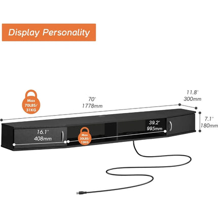 FurnitureZ l  Modern Floating TV Stand for Living Room, Bedroom