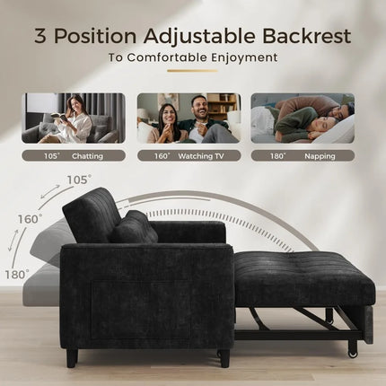 FurnitureZ l  3 in 1 Convertible Sleeper Sofa Bed for Bedroom