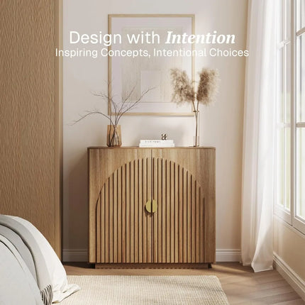 FurnitureZ l  Mid-Century Modern Modular Fluted Sideboard for Living Room, Dining Room