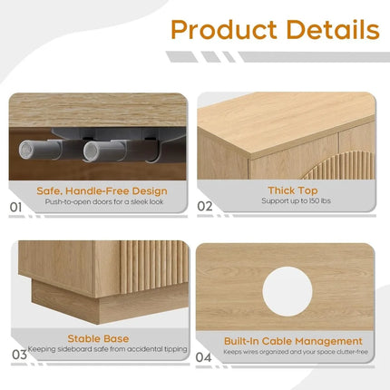 FurnitureZ l  Mid-Century Modern Fluted Sideboard  for Living Room, Dining Room